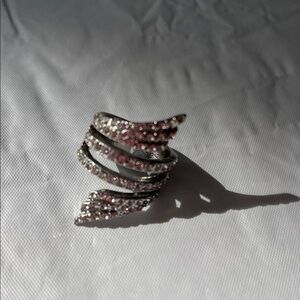 Elegant Pink and Silver Spiral Ring